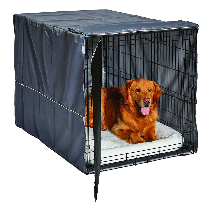New World XL Dog Crate Cover, Polyester Privacy Kennel Cover Fits Most 48-inch Crates, Light Gray, Machine Washable, Reduces Barking & Chewing