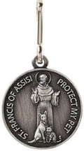 St Francis Medal for Dogs Collar Pendant with Saint Pet Prayer Car