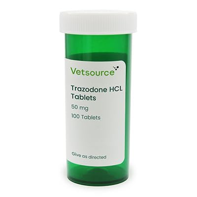 Trazodone HCl Tablets for Dogs, Cats, and Horses, 50 mg, 100 Tablets