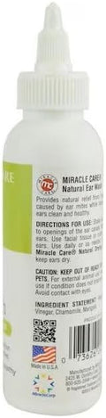 Miracle Care Natural Ear Wash for Cats, 4 Ounce, Gentle Itch Relief Caused by Ear Mites