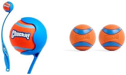Chuckit! Junior 18" Ball Launcher with 4 Ultra Balls (2.5") - Medium Dog Fetch Bundle for Dogs 20-60 Pounds
