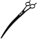 Purple Dragon 9.0 inch Black Dog Grooming Scissors - Downward Curved Shears