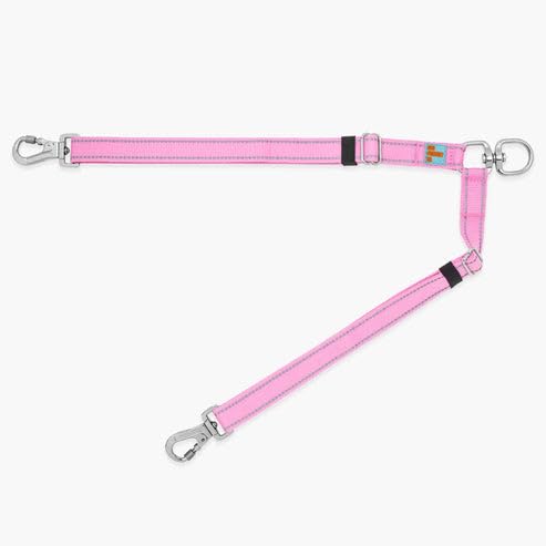 Dog Friendly Co. Leash Splitter | Walk Two Dogs | Complete Control - 360° Swivel, Tangle Free, Adjustable Length, Reflective Webbing, Heavy Duty Clips (Pink)