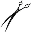 Purple Dragon 9.0 inch Black Dog Grooming Scissors - Downward Curved Shears