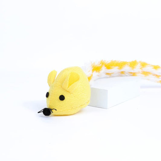 DAFORERAL Catnip Mouse Toy, Long Tail Plush Mice for Cats, Interactive Hunting Toy for Indoor Cats, Colorful Soft Cat Toy with Catnip Inside (Yellow)