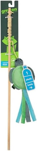 GRRREEN Cat Toys | Plush Turtle Teaser Cat Wand Toy | Eco Friendly Interactive Cat Toys for Indoor Cats