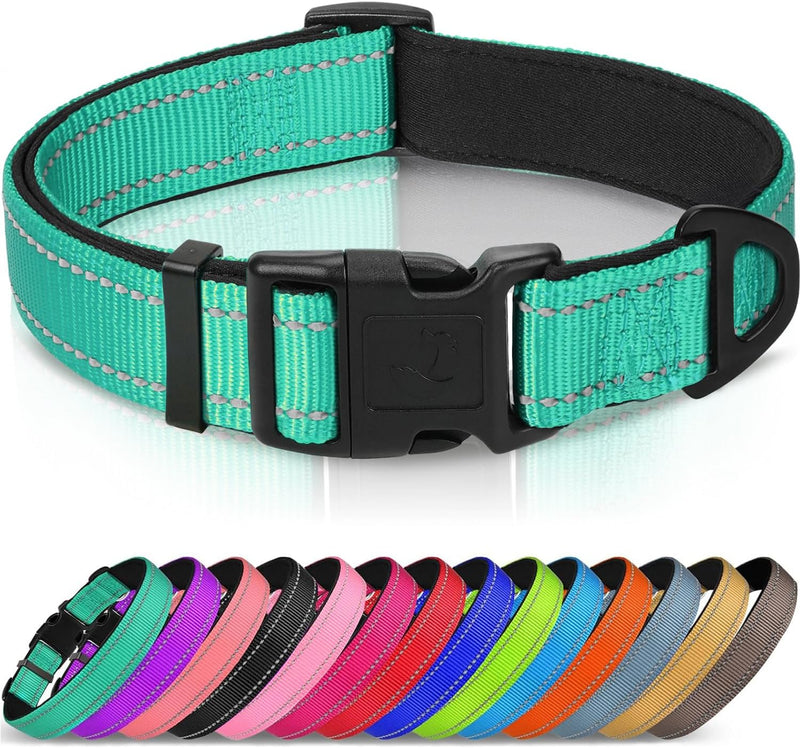 Reflective Neoprene Dog Collar — Padded, Adjustable, 13 Colors