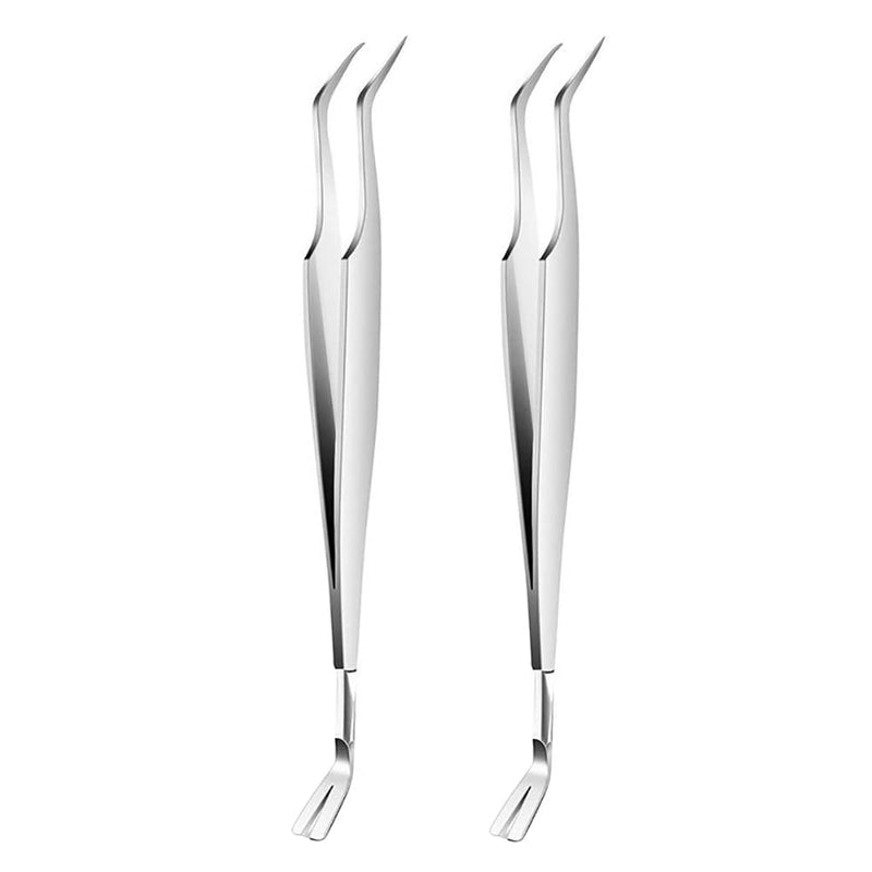 ccHuDE 2 Pcs Stainless Steel Tick Tweezers Dual Tipped Tick Remover Tool First Aid Tweezers Tick Killer Tweezer for Human Dogs Cats