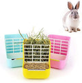 Rabbit Feeder, Hay Food Bin Feeder, Pink (Plastic), Adjustable, Removable Grass Rack, Stainless Steel Edge, for Rabbit, 