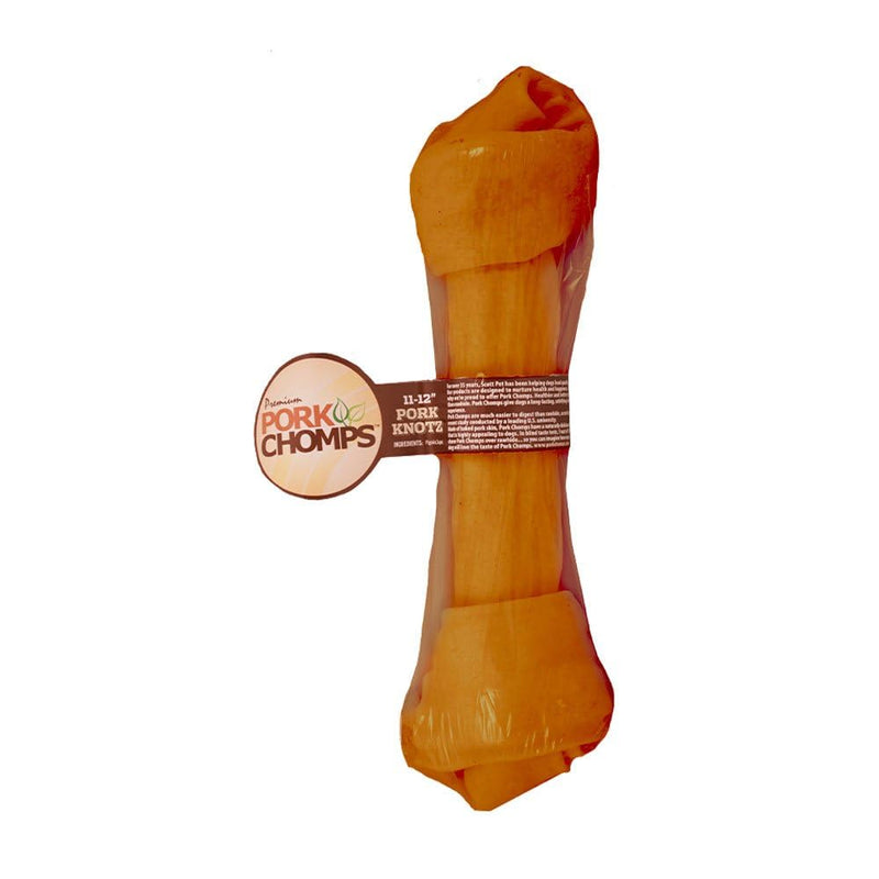Pork Chomps Roasted Pork Skin Dog Chew, 11-inch Knot, 1 Count