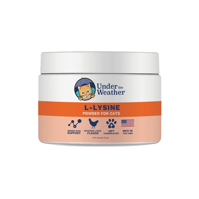 Under The Weather Pet L-lysine Powder Cat Supplement | Natural Vet Formulated Lysine Powders for Cats and Kittens | Promotes Balance Healthy Immune Support and Boost Overall Health Response (2.54 Oz)