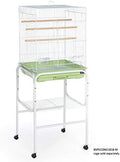 Prevue Pet Products Bird Cage Stand with Shelf - Small Metal Cage Stand with Rolling Wheels, Bird Stands for Inside, Mid‑Height Shelf for Cage Accessories, Toys, and Storage - White