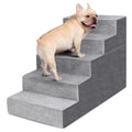 Heeyoo Dog Stairs for Small Dogs,5-Step Dog Steps for High Bed and Couch, High-Density Foam Pet Steps with Supporting Board, Non-Slip Removable Washable Cover, Grey
