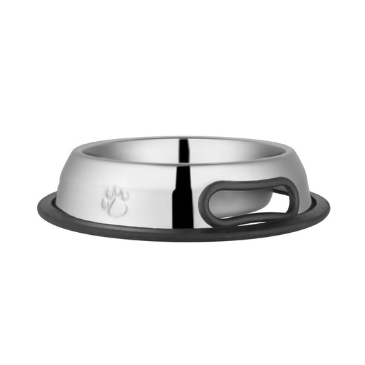 Jeffers Pet Embossed No Tip Anti-Skid Stainless Steel Dog Cat Puppy Kitten Bowls – Rubber Base Food Water Dish for Home Travel Camping Kennel, Durable Dishwasher Safe Feeding Bowl - 64 oz (2 Quart)