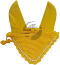 Horse Ear Bonnet Fly Veil Crochet Equestrian with Piping 30 Color Full/COB/Pony (Large/Full, Yellow)
