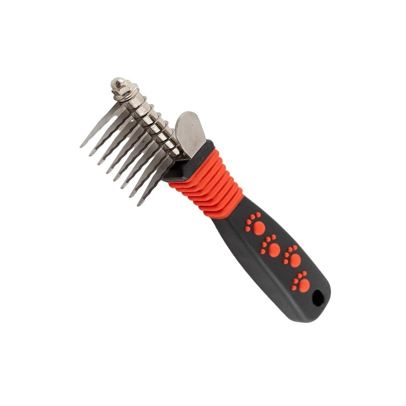 RYAN'S PET SUPPLIES Paw Brothers 8-Blade Dematting Brush, Comb Tool for Dog Grooming, Stainless Steel Blades, Comfort Grip, Gentle on Skin, Doodles, Poodles, Rake for Matted Fur Removal