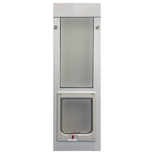 Ideal Pet Products Aluminum Vertical Sash Window Pet Door, Adjustable Sizes to Fit Window Heights from 43-7/8” to 46-1/2”, Chubby Kat 7-1/2” x 10-1/2” Flap Size