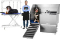 61" Dog Bathing Station, LEFT RAMP + 49" Electric Dog Grooming Table, WHITE
