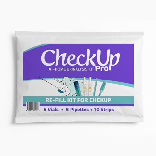 KIT4CAT CheckUp Dog Pro Refill Kit – 10 Urine Test Strips (10A), 5 Pipettes, 5 Vials – at-Home Dog Health Screening for Glucose, Protein, pH, Leukocytes, Nitrite, Blood & More