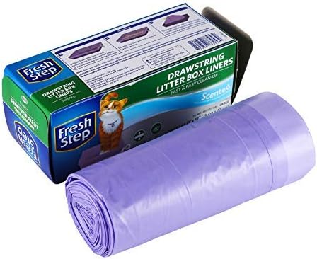 Fresh Step Drawstring Cat Litter Box Liners, Scented Heavy Duty Kitty Litter Bags for Large Oval or Rectangle Pans, Helps Contain Odor and Mess, Easy Lift Out Cleanup, 30 x 17 in, 7 Count