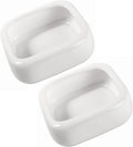 Ceramic Reptile Food Bowls, Reptile Water Food Dish (White, Medium-2Pack)