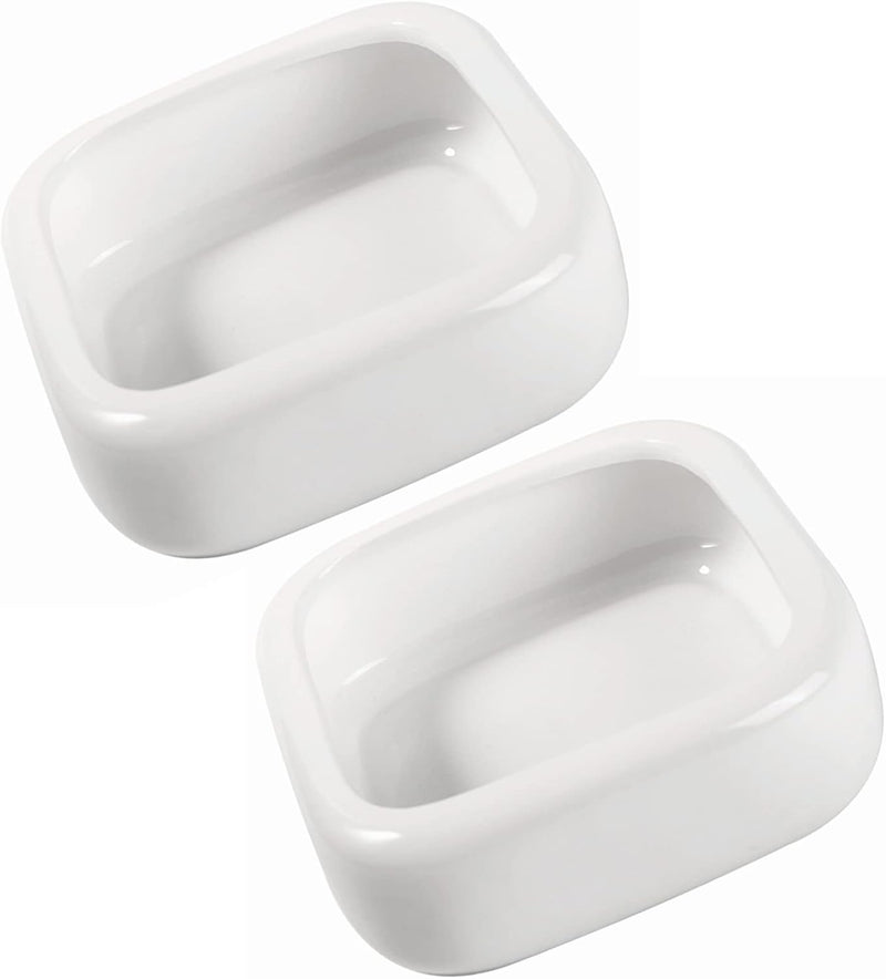 Ceramic Reptile Food Bowls, Reptile Water Food Dish (White, Medium-2Pack)