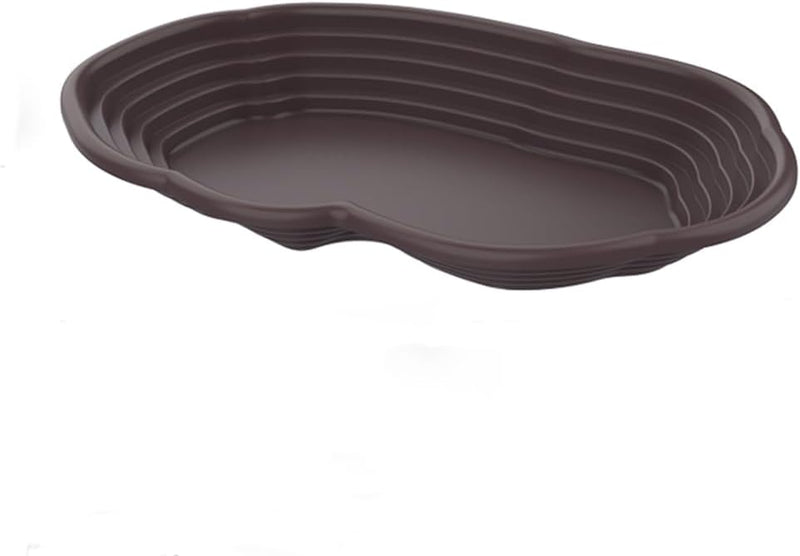 Extra Large Reptile Bathing Pool Reptile Feeding Dish Water Bowl with Ramp Aquarium Ornament for Gecko, Snake, Turtle, B
