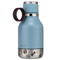 Asobu Buddy Bottle a Stainless Steel Insulated Water Bottle for with Removable Dog Water Bowl and Dog Food and Treat Storage Bowl (Blue, 37 Oz Water Bottle with Bowl)