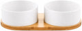 Ceramic Small Dog and Cat Bowls-Set of 2 Pet Dishes with Non-Slip Wood Tray