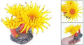 Concrete Base Silicone Coral Anemone Aquarium Plant Decoration, Yellow