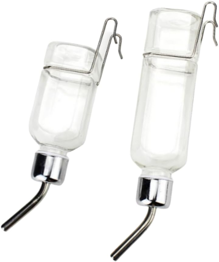 2 Pcs Pet Cage Water Bottle No Drip Small Animal Water Bottle, Hanging Waterer for Rabbit, Guinea Pig, Hedgehog, Squirre