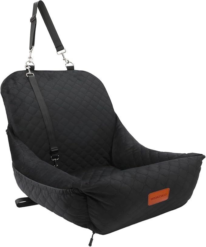 Wooaidagg Dog Car Seat for Small Dogs Up to 25 lbs,Covered Ultra-Soft Fabric and Fill in Memory Foam,Fully Detachable an