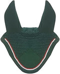 Horse Fly Bonnet Double Piping Ear Net Fly Veil Mask Breathable Cotton Crochet Horse Tack (Full, Dark Green/Hunter Green