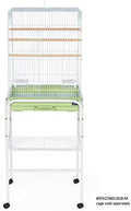 Prevue Pet Products Bird Cage Stand with Shelf - Small Metal Cage Stand with Rolling Wheels, Bird Stands for Inside, Mid‑Height Shelf for Cage Accessories, Toys, and Storage - White