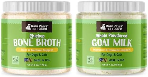 Raw Paws Goat Milk Powder & Bone Broth for Dogs and Cats Bundle
