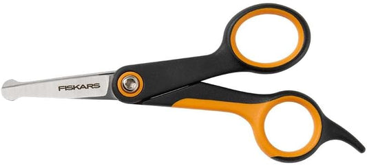 Fiskars Pet, Dog & Cat Grooming Scissors, Rounded Tips & SoftGrip Handle, Cat and Dog Supplies, 5.5”, Orange/Black, Detailing Scissors