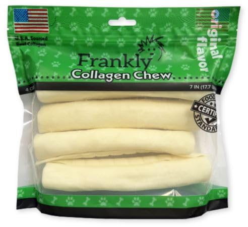 Frankly Original Natural Flavored Beef Chew Dog Retriever Rolls - High Protein Collegen Packed - Made in The U.S.A. - 4 Count 7-8" Roll (8082)