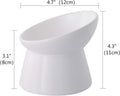 White Small Ceramic Raised Cat Bowls, Tilted Elevated Food or Water Bowls, Stress Free, Backflow Prevention, Dishwasher and Microwave Safe, Lead & Cadmium Free