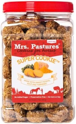 Mrs Pastures Super Cookie and Treats for Horses - Premium Horse Treats - Made with Banana, Chia Seeds & Vanilla - Preser