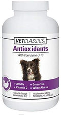 Vet Classics Coenzyme Q-10 Antioxidant Dog Supplement – Pet Health Supplement for Dogs – Supports Overall Dog Wellness, Aging – Includes Green Tea, Vitamin C, Wheat Grass – Chewable Tablets 120 Ct.