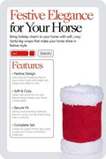 Horze Santa Faux Fur Polyester Christmas Horse Leg Wraps | Pack of Four - Red - One Size