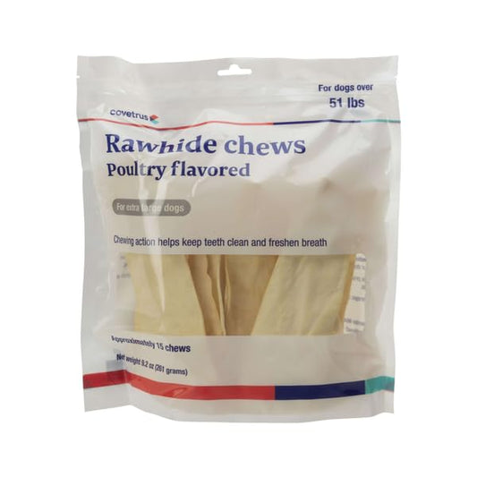 Covetrus Dental Rawhide Chews for Extra Large Dogs Over 50 lb, Extra Large Oral Care Treats to Help Reduce Plaque & Tartar, Freshen Breath, 15 Count
