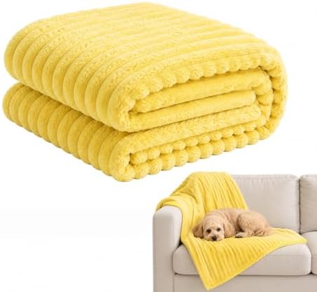 Emotional Support Blanket Yellow for Dogs Security Blanket, Calming Dog Blanket, Throw Rabbit Designed for Pets, Soft an