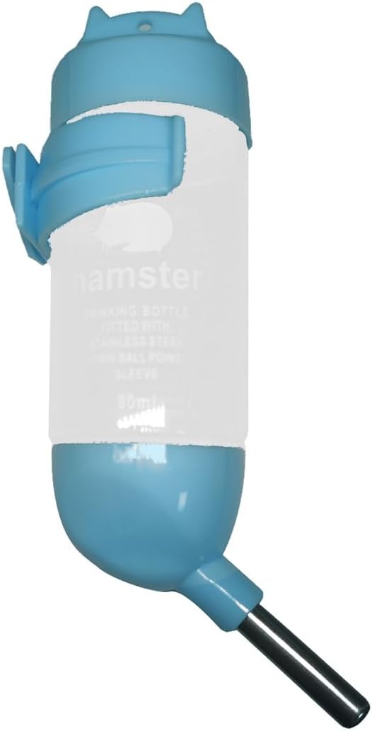 Guinea Pig Water Bottle No Drip, Plastic Hamster Water Bottle with Suspension Clamp, Hamster Cage Accessories Hanging (B