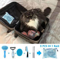 MASTER QUEEN Dog Brush Grooming Kit 5PCS - Dog Brush for Shedding,Puppy Brush and Flea Comb for Dogs, Slicker Brush Comb and Dog Hair Brush Set Blue, Grooming at Home or Travel