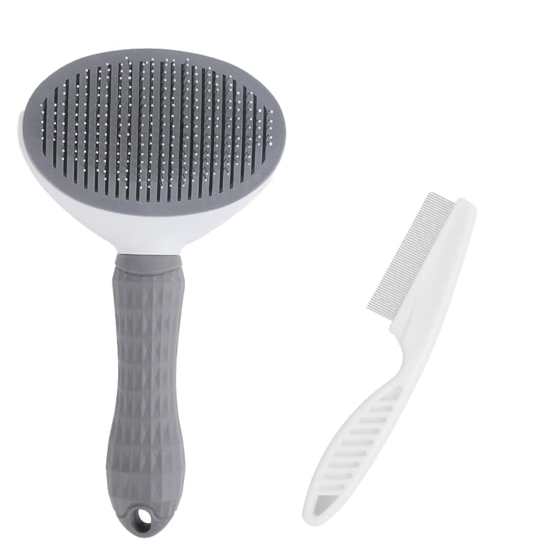 Henqia Cat Brush for Shedding, Kitten Brushes for Indoor Cats, For Long or Short Haired Cats,Cat Hair Brush Grooming Deshedding Brush for Dog Kitten Removes Loose Fur and flea removal comb