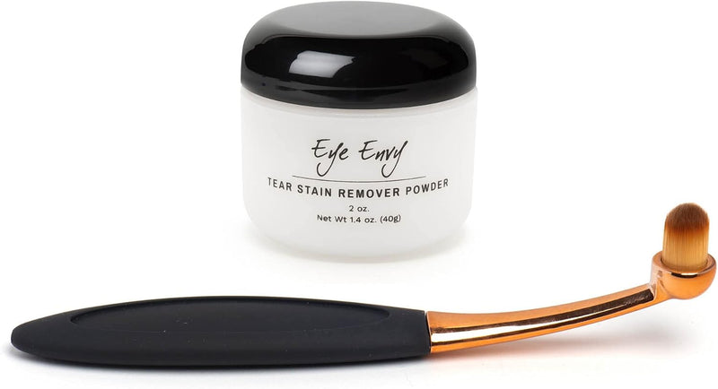 Eye Envy Tear Stain Remover Powder (2oz) and ProPowder Applicator Brush (Small) for Dogs and Cats, Apply Around Eyes, Cl