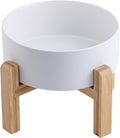 White Raised/Elevated Ceramic Dog Bowl for Medium Large Sized Breeds,Large Dog Food Water Bowl with Stand,8 in Non Slip 