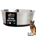 GORILLA GRIP Dog Bowl, Holds 8 Cups (64 fl oz), Food Grade 304 Stainless Steel Food and Water Bowl for Feeding Dogs and Cats, BPA Free Rubber Base, Easy Clean, Dishwasher Safe, Rust Resistant, Black
