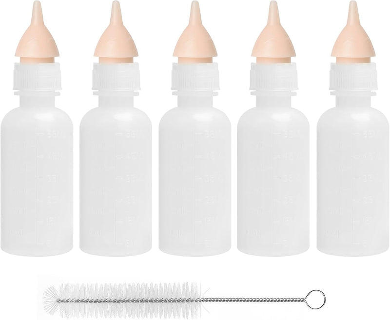 Pack of 5 Pet Feeding Bottle, Reusable Nursing Bottles Kits with Silicone Nipple, Replacement Original Feeding Bottle fo